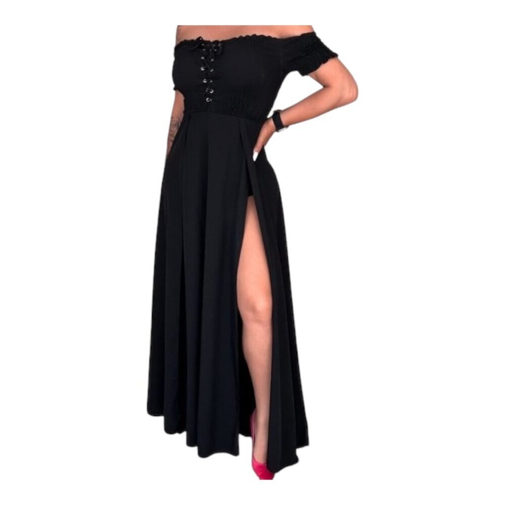 Black Long off shoulder Maxi Dress - Picture 4 of 4